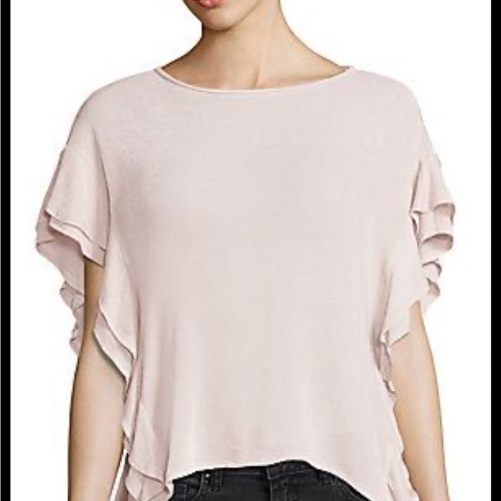 Dalia Ruffle Sleeve Tee In Pink Sand
